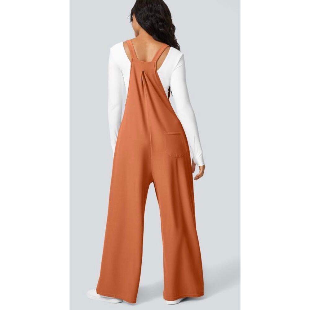 HALARA Rust Orange Wide-Leg Jumpsuit Overalls - Picture 2 of 13